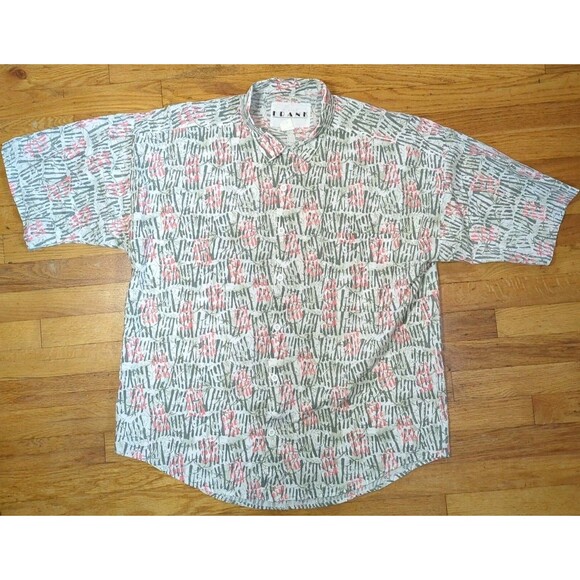 Vintage Frank Shirt Mens Sz. L Geometric Graphic All-Over Button Up 90s USA EUC - Picture 1 of 6